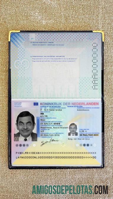 Passaporte holandês (presente em 2014) Visual fotográfico modelo